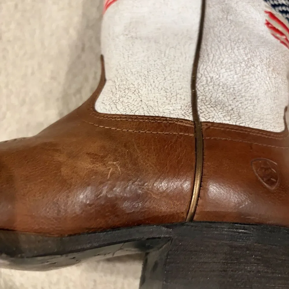 Ariat Women Patriot Crackled American Flag Western Cowboy Boots size 7B EU 37.5 - Picture 7 of 12